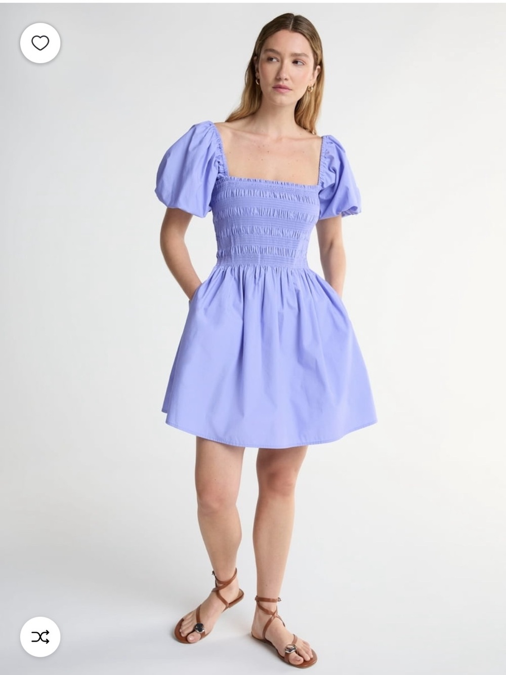 Scoop Purple Smocked Puff Sleeve Mini Dress XL 16-18 Cotton Square Neck